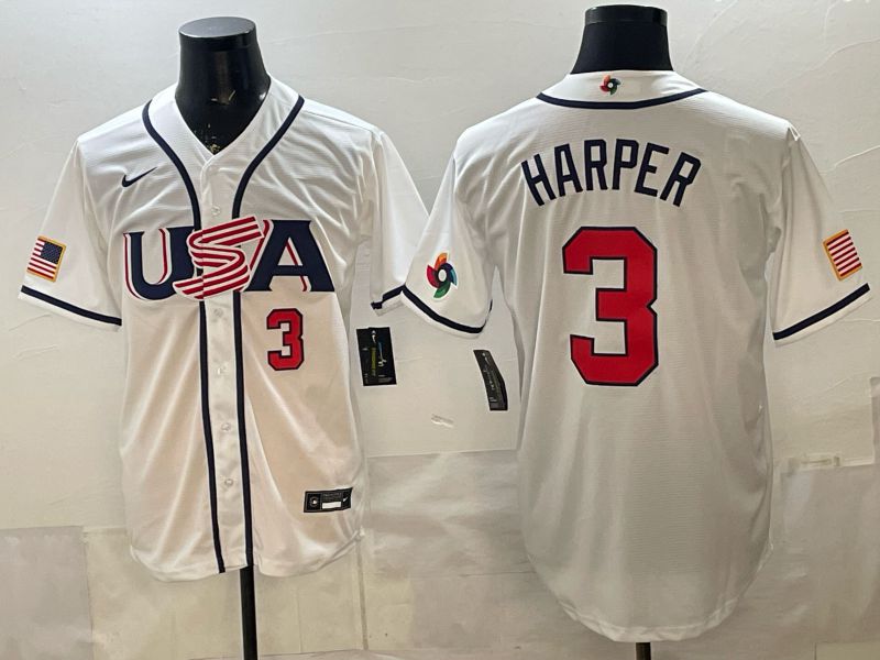 Men 2026 World Cub USA #3 Harper White Game Nike MLB Jersey style 005->->MLB Jersey